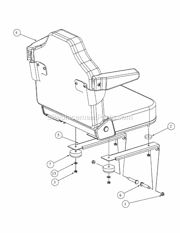 Seat Assembly Diagram and Parts List for M54-KW 53BB5DBW750-23-HP Cub Cadet Lawn Tractor